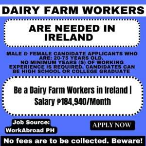 Dairy Farm Workers in Ireland | Salary ₱184,940/Month