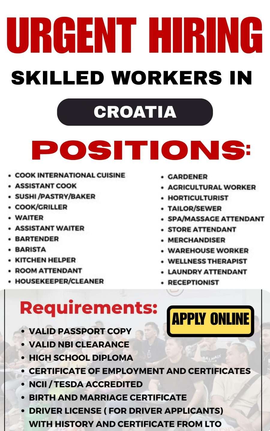 Croatia is Hiring Filipino Skilled Workers