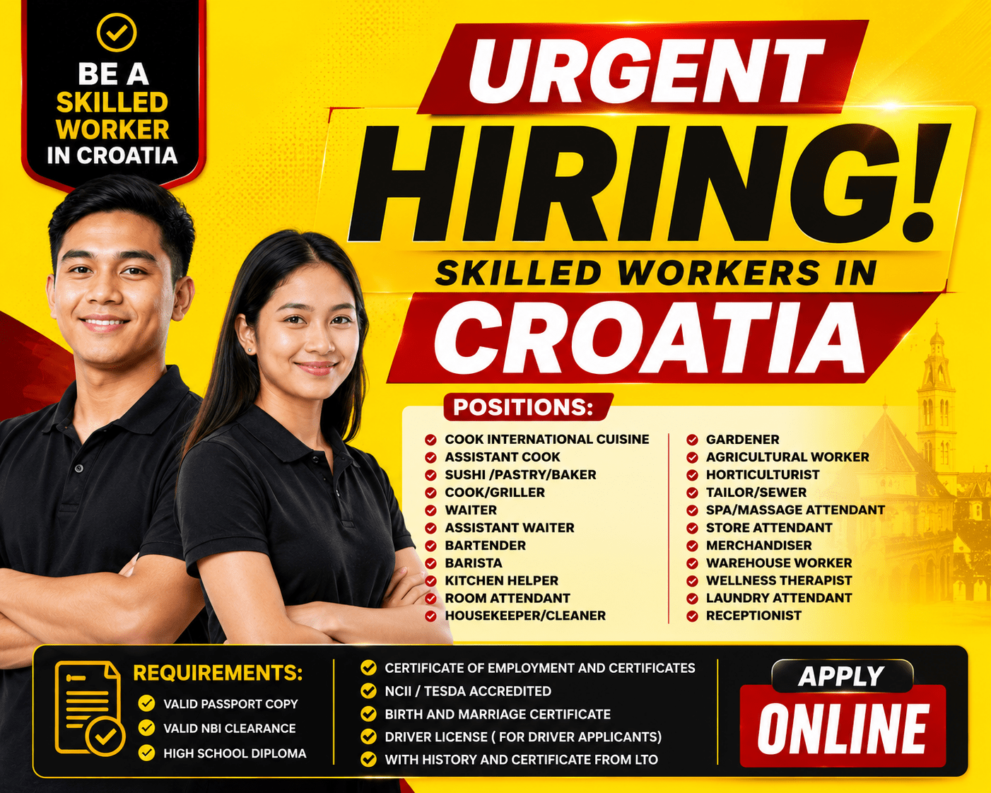 Croatia is Hiring Filipino Skilled Workers