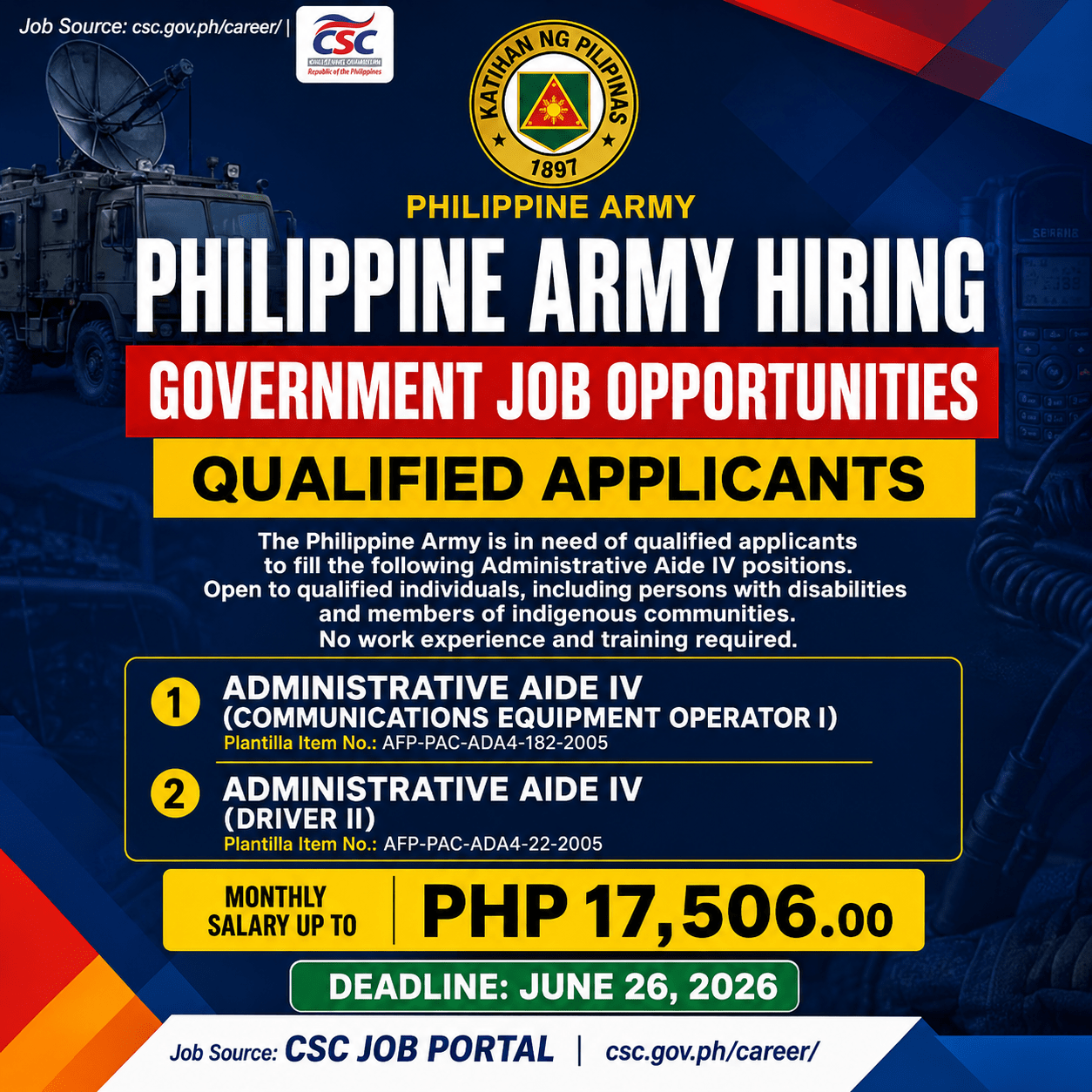 Philippine Army Job Vacancies