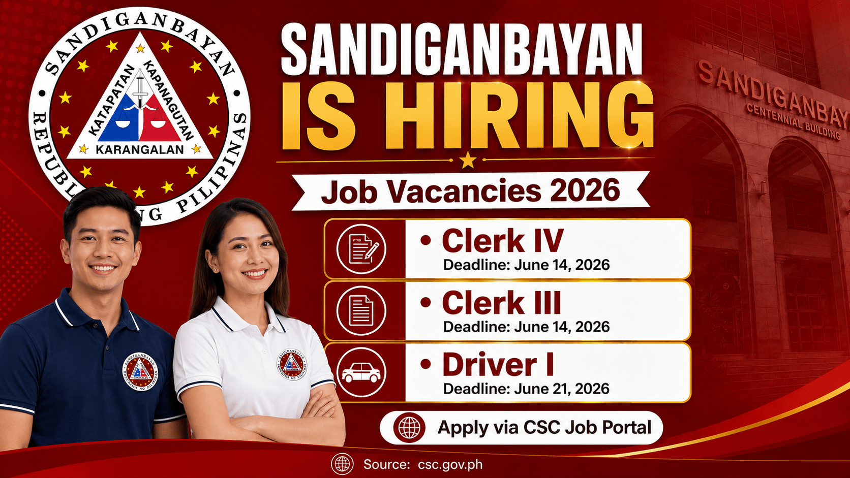 Sandiganbayan Job Vacancies 2026