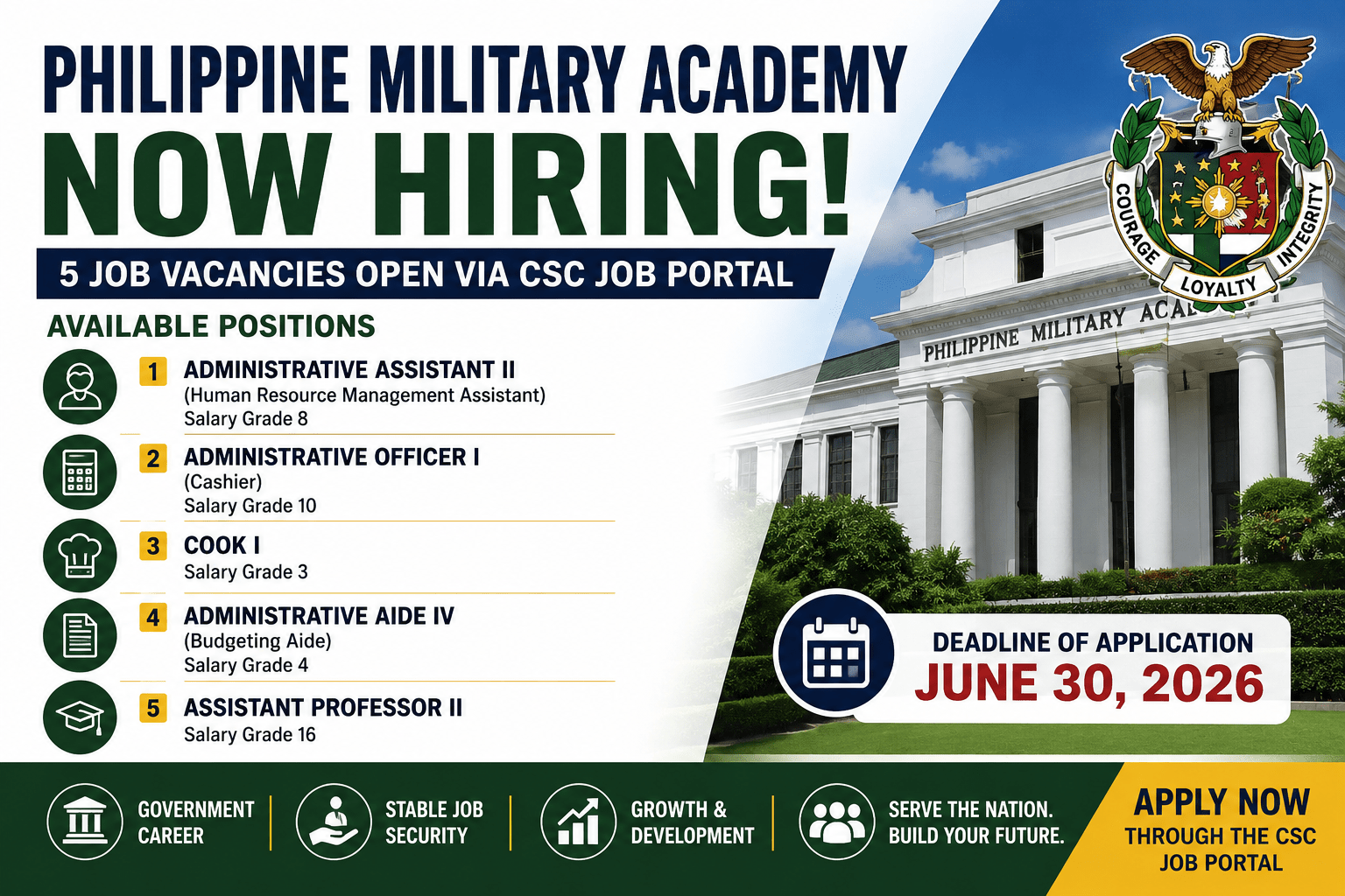 Philippine Military Academy Job Vacancies